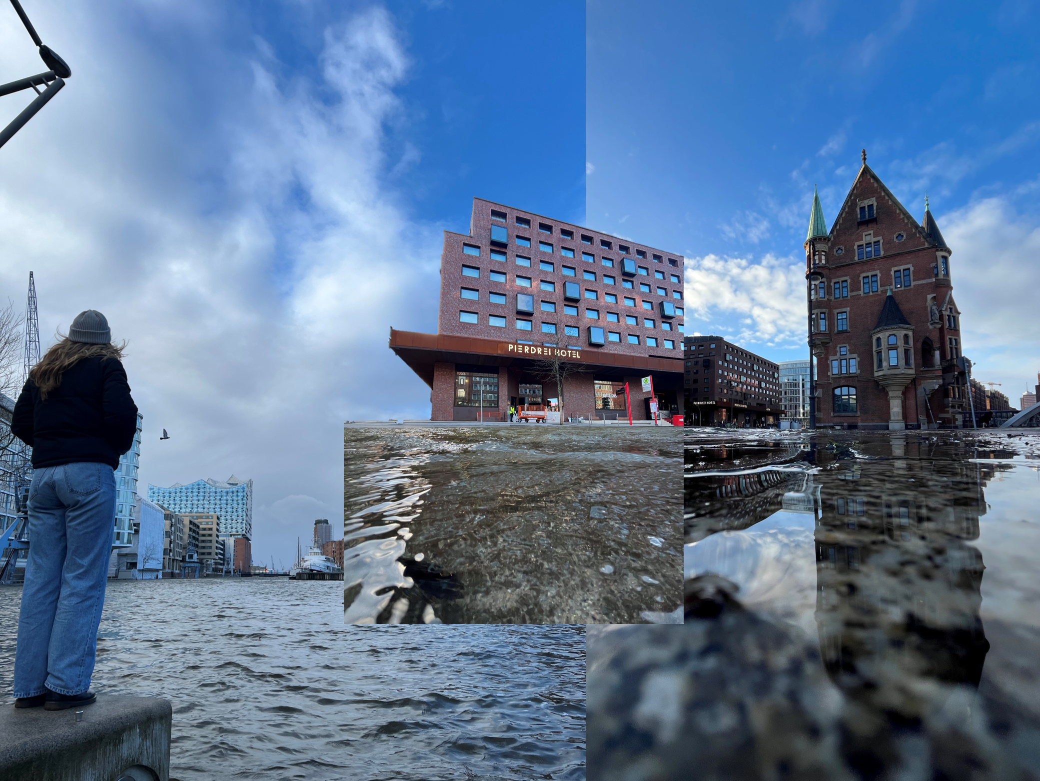 Sturmflut in der HafenCity und vor dem PIERDREI Hotel