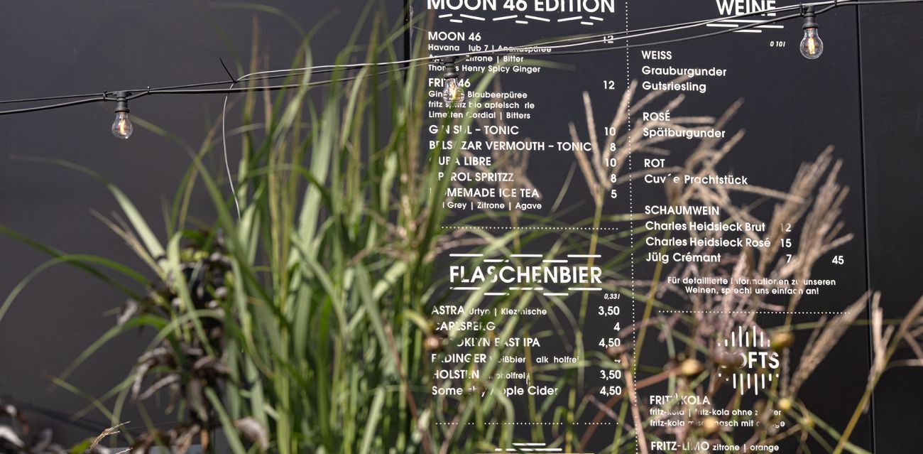 Schematically recognizable beverage menu MOON 46